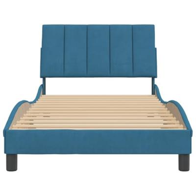 Bedframe met hoofdeinde fluweel blauw 100x200 cm Bedframe met hoofdeinde fluweel blauw 100x200 cm
