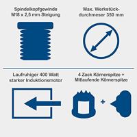 SCHEPPACH Houtdraaibank - 1000 mm - 400W - DM100T - thumbnail
