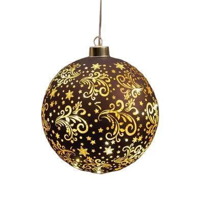 Led bal glas sterren dia. 15 cm donkerbruin/goud Anna's Collection - Annas collection