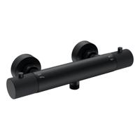 Wiesbaden Ribbd thermostatische douchemengkraan hartafstand 15 cm mat zwart - thumbnail