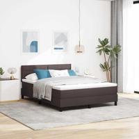 Boxspring bed met matras Donkerbruin 160 x 200 cm Stof - thumbnail