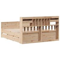 Bed met boekenkast zonder matras massief grenenhout 180x200 cm - thumbnail