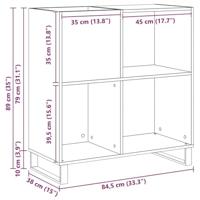 Platenkast artisanaal eikenkleurig 85 x 38 x 89 cm Bewerkt hout - thumbnail