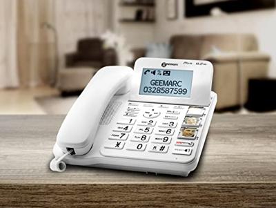 Geemarc CL595 Vaste seniorentelefoon Antwoordapparaat, Handsfree, Optisch belsignaal, Compatibel voor hoorapparatuur, Incl. noodoproep, Met basis