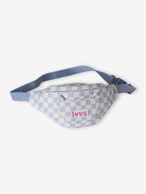 Fluwelen heuptas met kat voor meisjes bleekblauw