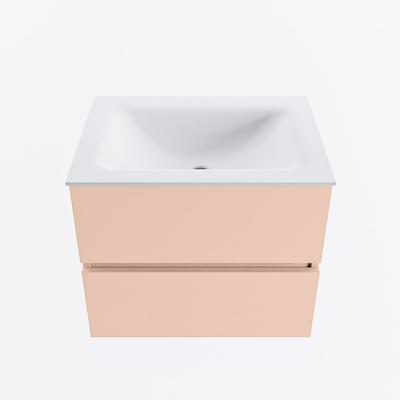 MONDIAZ VICA 60cm badmeubel onderkast Rosee 2 lades. Wastafel CLOUD midden zonder kraangat, kleur Talc.