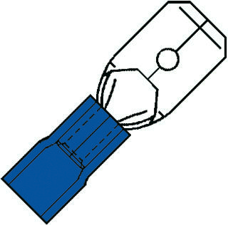 Kabelschoen blauw vlaksteker geïsoleerd 6,3x0,8mm voor draad 1,5-2,5 mm2 100 stuks 100480 Klemko
