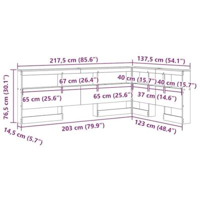 Opberghoofdbord met plank Gerookt eiken 120 cm Bewerkt hout