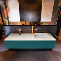 Badkamermeubelset Mondiaz Erin 150 cm met 1 Lade met RIDGE Wastafel Rechts Linen met 1 kraangat Greeploos Mat Smag - thumbnail