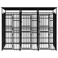 Hondenkennel met dak 5,53 m² staal - thumbnail