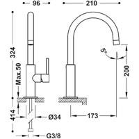 Wastafelmengkraan Tres Study Exclusive 32,4 cm met Hendel Uitloop Gebogen Rond Rosé Goud Tres - thumbnail