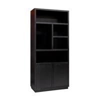 Richmond Boekenkast 'Oakura' Eikenhout, 220 x 100cm, kleur zwart - thumbnail