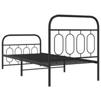 Bedframe met hoofd- en voeteneinde metaal zwart 90x200 cm - thumbnail