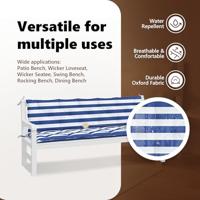 Bankkussens 2 st 180x50x7 cm stof gestreept wit en blauw - thumbnail