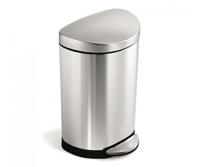 Simplehuman Afvalemmer Half Rond 10 liter (zilver)