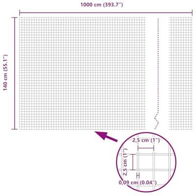 VidaXL Gelaste draadhek grijs 1.4 x 10 m VidaXL Gelaste draadhek grijs 1.4 x 10 m