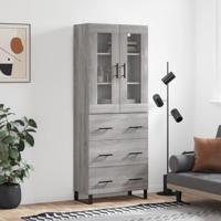 Hoge kast 69,5x34x180 cm bewerkt hout grijs sonoma eikenkleurig - thumbnail