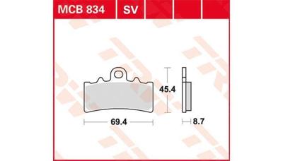 TRW remblokken "mcb 834" brake pad mcb 834 sv sintered metal