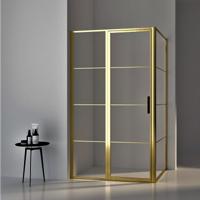 BWS Douchecabine Frame 120x100 cm 8 mm NANO Glas Geborsteld Messing Goud - thumbnail
