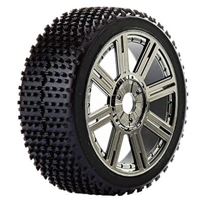 Fastrax Cuboid banden op black/chrome 8-Spaaks velgen voor 1/8 buggy