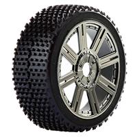 Fastrax Cuboid banden op black/chrome 8-Spaaks velgen voor 1/8 buggy - thumbnail