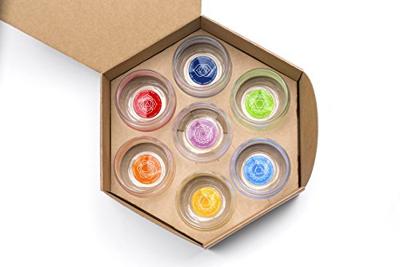 Chakra Drinkglazen (Set van 7 chakra Drinkglazen - met Chakrasymbool