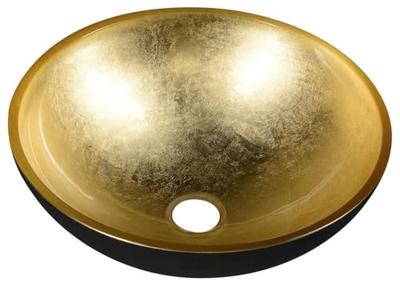 Waskom Sapho Murano Rond 40x14 cm Glas Goud / Zwart Sapho