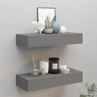 VidaXL Viaxl wandschappen 2 st met lade 60x23,5x10 cm mdf grijs - thumbnail