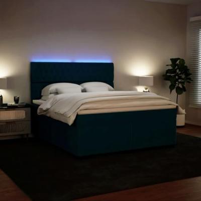 Boxspring met matras fluweel blauw 180x200 cm
