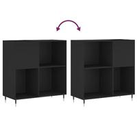 Platenkast 84,5x38x89 cm bewerkt hout zwart - thumbnail