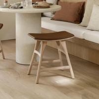 Ethnicraft Krukje 'Osso' Gevernist Eikenhout en Leder, kleur Cognac - thumbnail