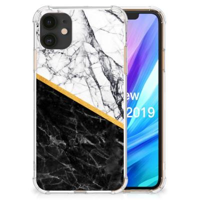 Apple iPhone 11 Anti-Shock Hoesje Marmer Wit Zwart - Origineel Cadeau Man Apple iPhone 11 Anti-Shock Hoesje Marmer Wit Zwart - Origineel Cadeau Man