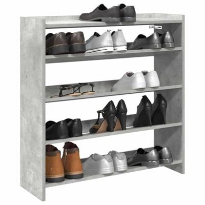 VidaXL Schoenenrek 80x25x81 cm bewerkt hout betongrijs VidaXL Schoenenrek 80x25x81 cm bewerkt hout betongrijs