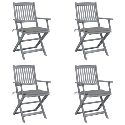 Tuinstoelen 4 st inklapbaar met kussens massief acaciahout