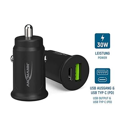Ansmann InCar Charger CC230PD USB-oplader 30 W 1x USB-A, 1x USB-C USB PD Zwart Auto, Vrachtwagen Ansmann InCar Charger CC230PD USB-oplader 30 W 1x USB-A, 1x USB-C USB PD Zwart Auto, Vrachtwagen
