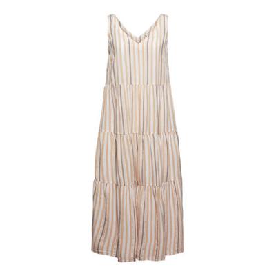 ESPRIT Women Casual gestreepte trapeze jurk beige