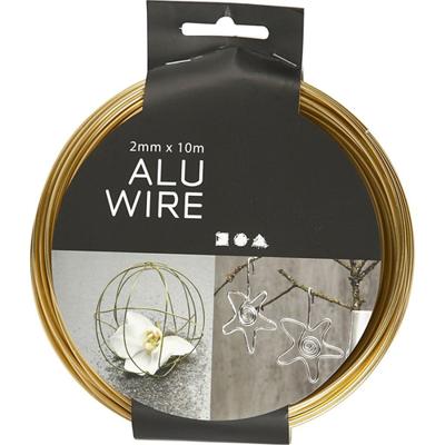 Creativ Company Alu draad, rond, dikte 2 mm, goud, 10 m/ 1 rol