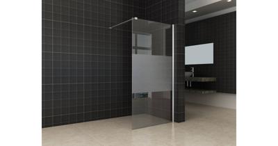 Saqu Splash inloopdouche met chroom muurprofiel 100x200cm Nanoglas semi-gesatineerd