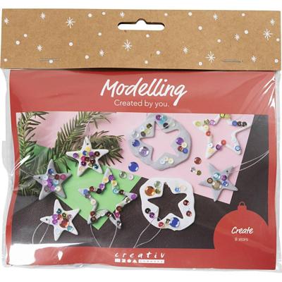 Creativ Company Mini hobbyset boetseren, sterren, zilver, wit, 1 doos Creativ Company Mini hobbyset boetseren, sterren, zilver, wit, 1 doos