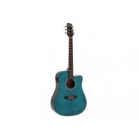 DIMAVERY STW-90 Western Guitar, crystal blue - thumbnail