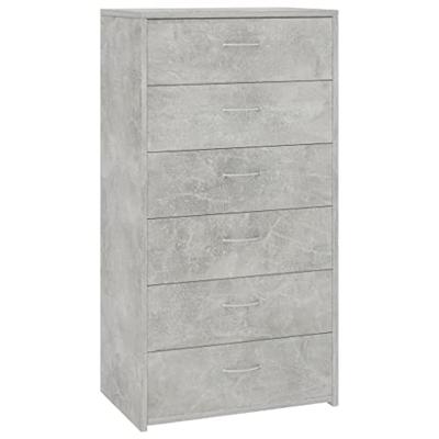 Dressoir met 6 lades 50x34x96 cm bewerkt hout betongrijs
