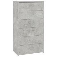 Dressoir met 6 lades 50x34x96 cm bewerkt hout betongrijs - thumbnail