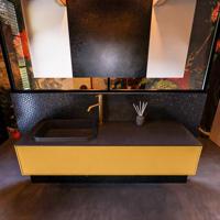 Badkamermeubelset Mondiaz Erin 150 cm met 1 Lade met RIDGE Wastafel Links Urban met 1 kraangat Greeploos Mat Ocher - thumbnail