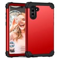 PC + silicone driedelige anti-drop beschermhoes voor Galaxy Note10 (rood) - thumbnail