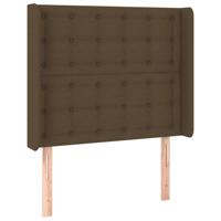 Hoofdbord met randen 147x16x118/128 cm stof donkerbruin - thumbnail
