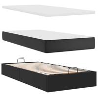 Ottomaanse bed met matras 90x190cm kunstleer zwart - thumbnail