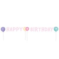 Letterbanner &apos;Happy Birthday&apos; Pastel Roze - thumbnail