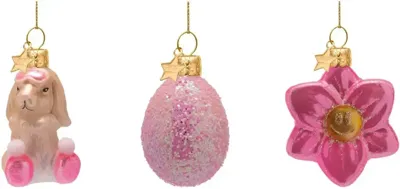 Vondels paashanger konijn, ei en bloem 6cm multi 3 stuks