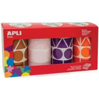 Apli Kids stickers XL, doos met 4 rollen in 4 kleuren en 4 vormen (bruin, roze, paars en oranje) - thumbnail