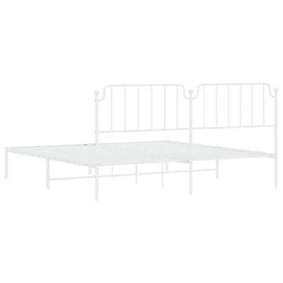 Bedframe met hoofdbord metaal wit 193x203 cm Bedframe met hoofdbord metaal wit 193x203 cm